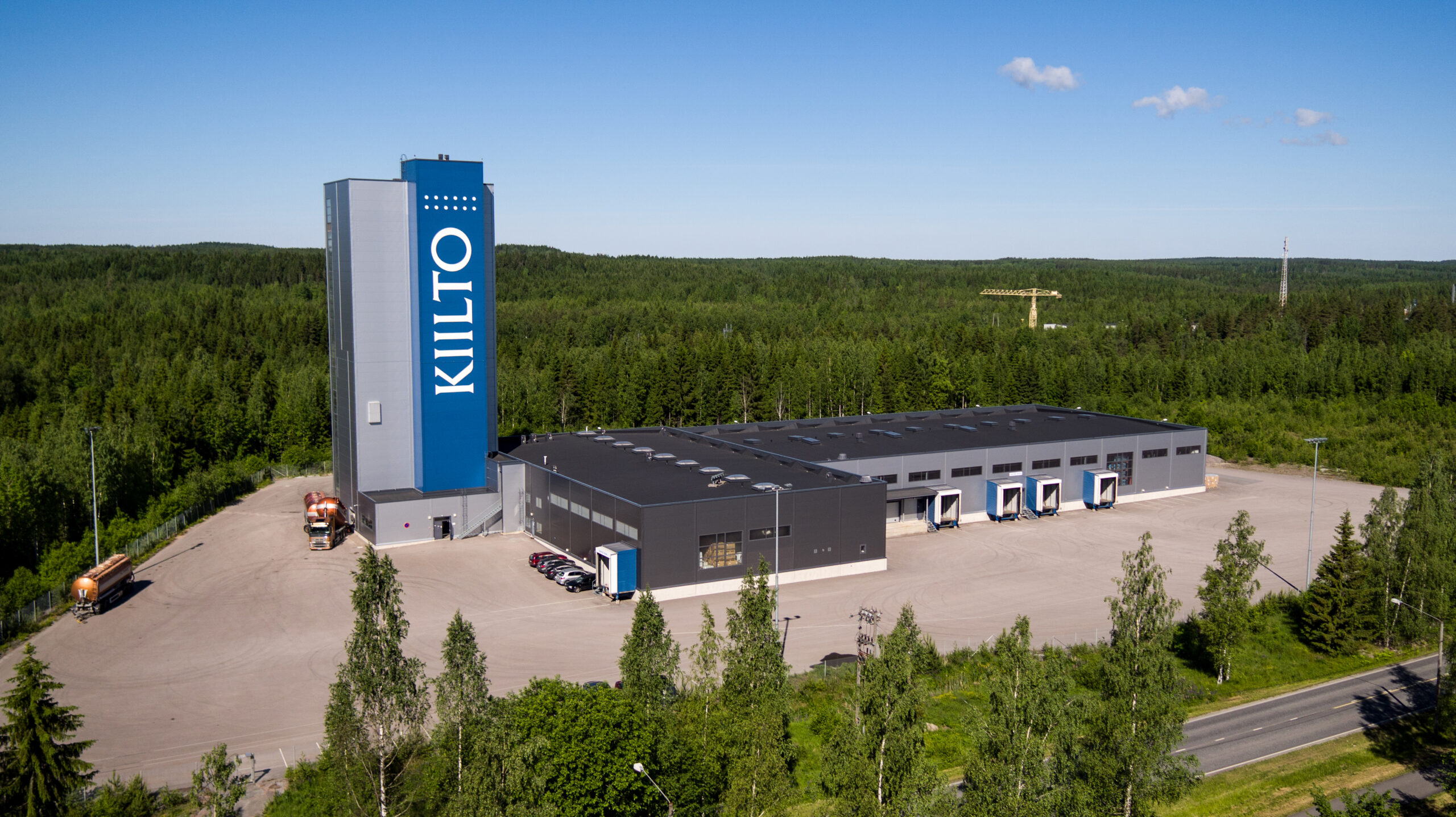 Kiilto dry mix plant from air to west