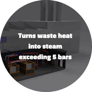 Turns waste heat into steam exceeding 5 bars